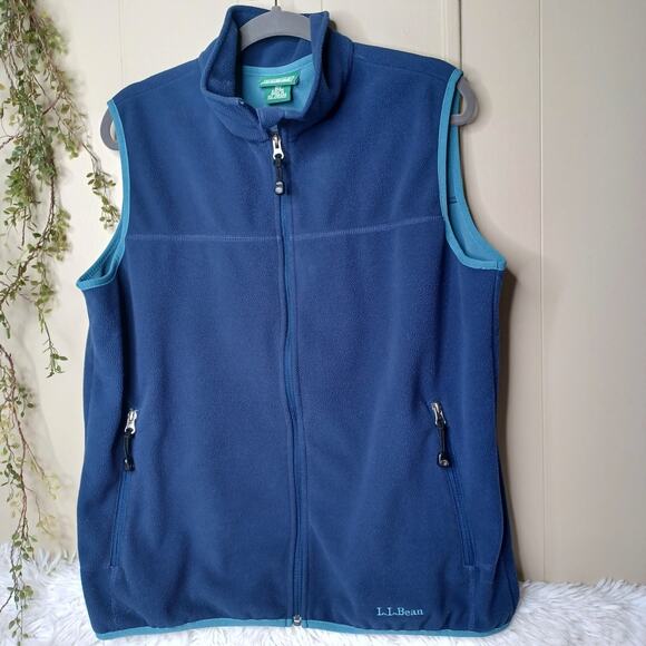 Vintage L.L. Bean Blue Full Zip Soft Fleece Vest Sleeveless Pockets Size M - Picture 1 of 9